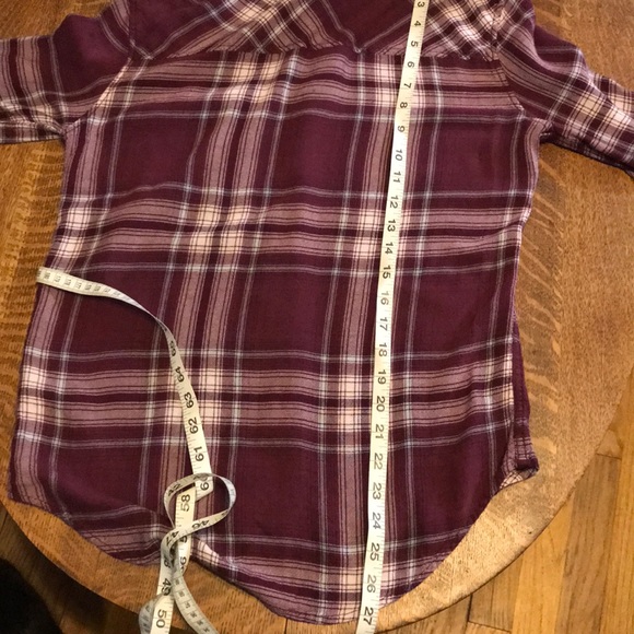 Garage Maroon Cream Plaid Flannel Button Down S - Picture 6 of 7